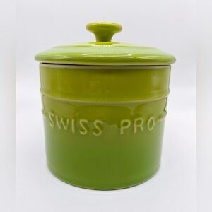 Ceramic Canister Swiss Pro Lime Green Jar Kitchen Coffee Tea Container Lid Decor